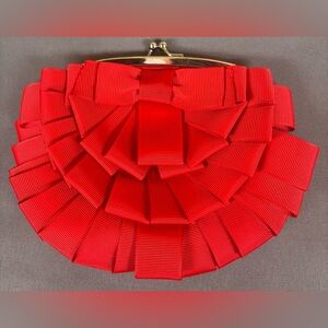 Poppie Jones Red Crossgrain ribbon Clutch